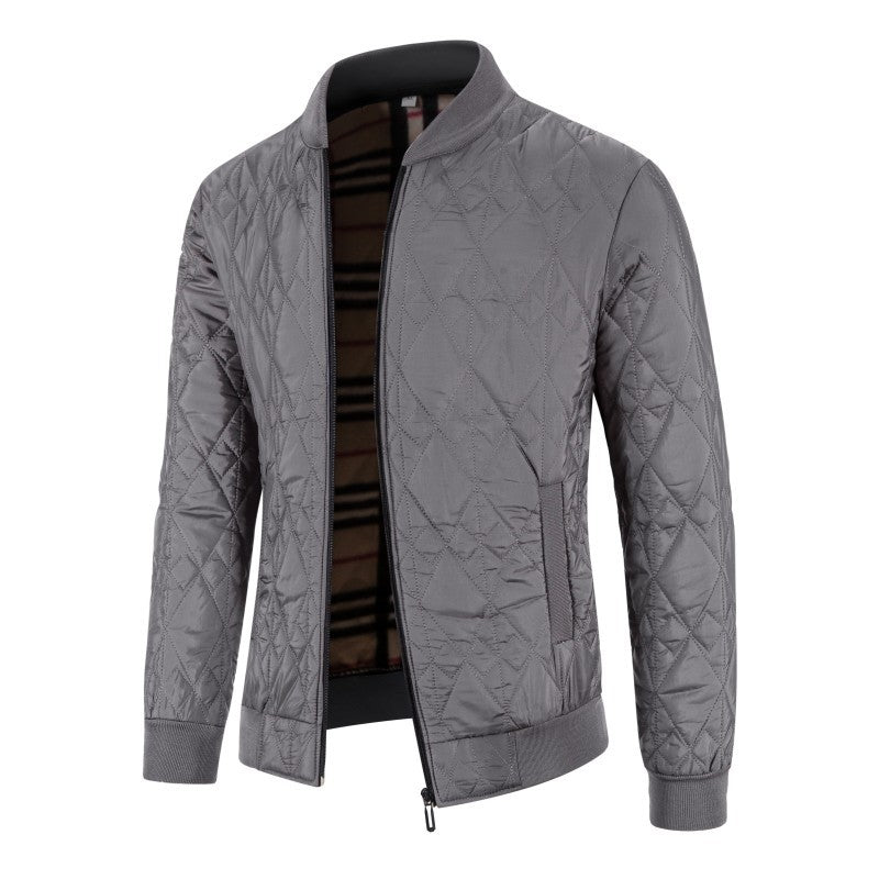 Herrenjacke mit Rautensteppung und Fleecefutter – Baumwollmix, gefüttert