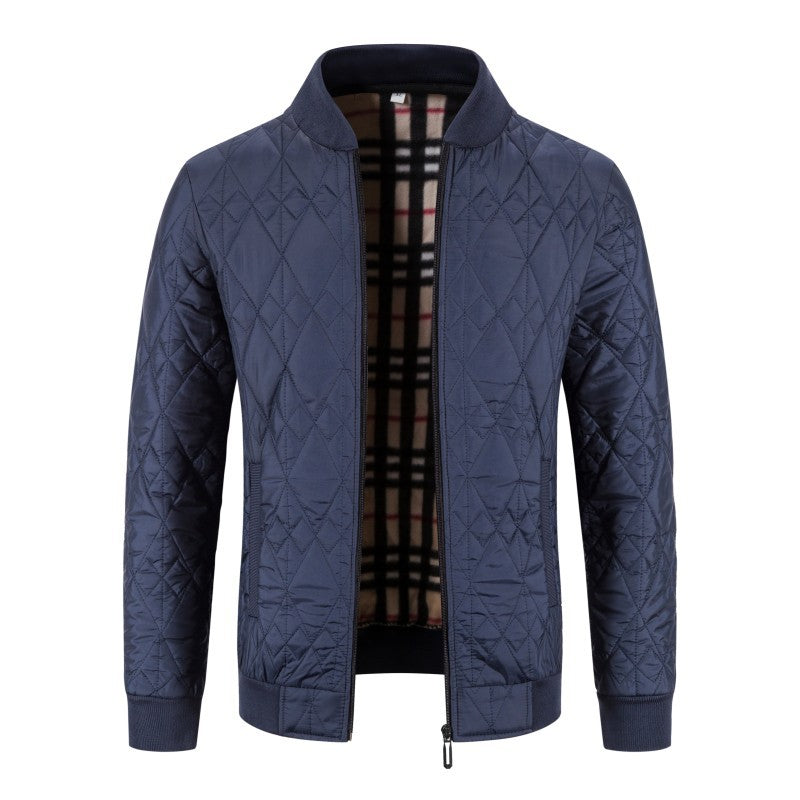 Herrenjacke mit Rautensteppung und Fleecefutter – Baumwollmix, gefüttert