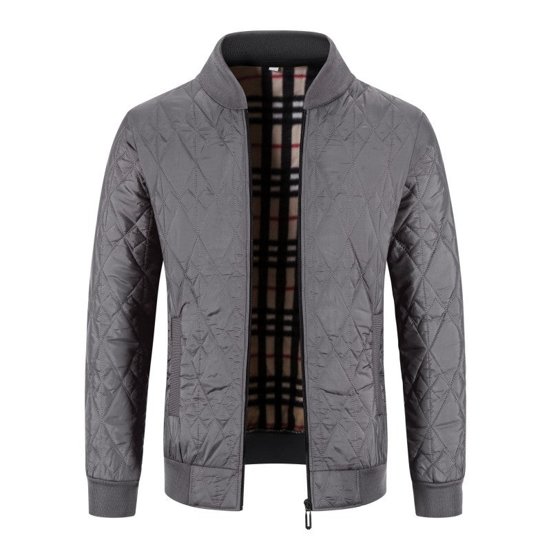 Herrenjacke mit Rautensteppung und Fleecefutter – Baumwollmix, gefüttert