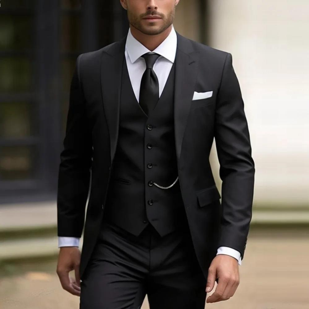 Dreiteiliger Herrenanzug – Slim Fit Anzug mit Weste für Business & Anlass