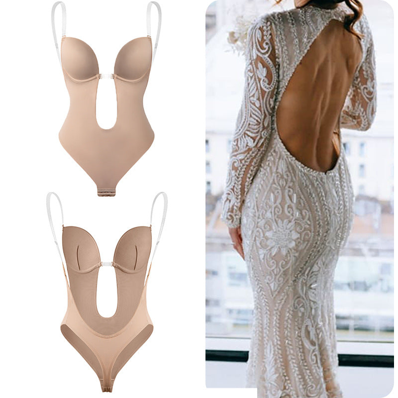 Unsichtbares rückenfreies Kleid mit innerem BH-Jumpsuit