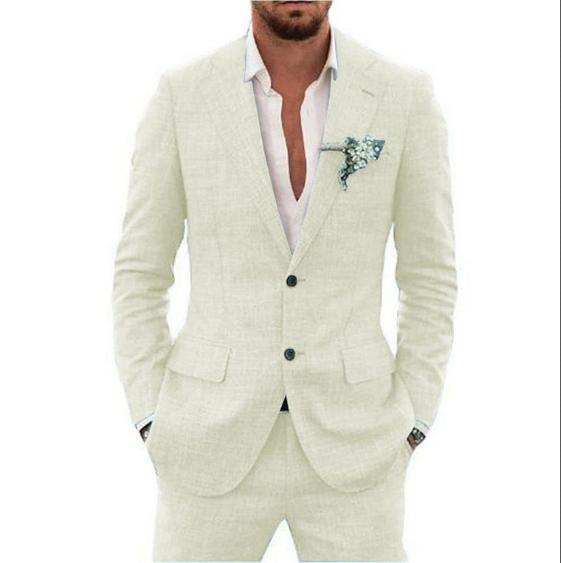 Herrenanzug Slim Fit – Leichter Anzug aus Leinenmischung für Hochzeit & Freizeit