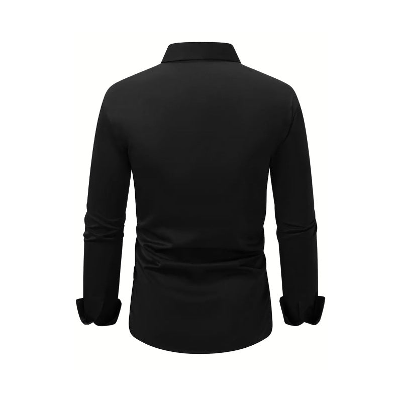 Herrenhemd Business Button-Down-Hemd Sommer Einfarbig Langarm Revers Urlaubshemd Mode Temperament Casual Tops