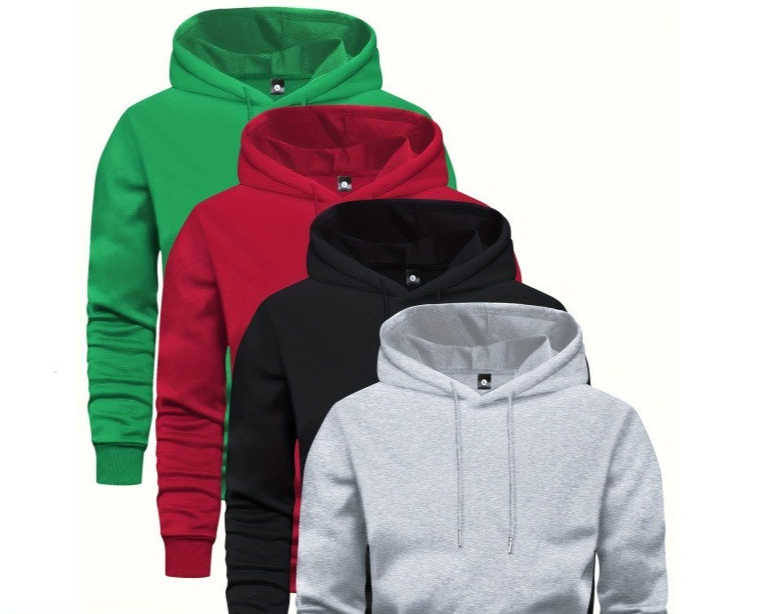 Herren Hoodie mit Tasche – Einfarbig