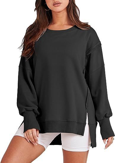 Solide Oversized Sweatshirt Rundhals Langarm Pullover Hoodies Tops Mode Herbst Frauen Kleidung Winter