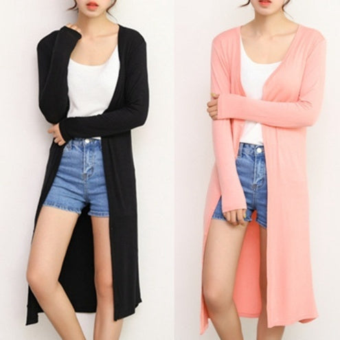 Lange modale Strickjacke Damen Schal Sonnenschutz Kleidung
