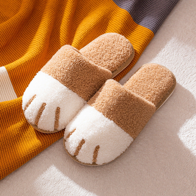 Pfoten-Hausschuhe, Herbst-Winter-Hausschuhe, Damen, Kawaii, pelzige Rutschen, Indoor-Boden, Schlafzimmerschuhe, Paar-Hausschuhe, warme Wohnungen