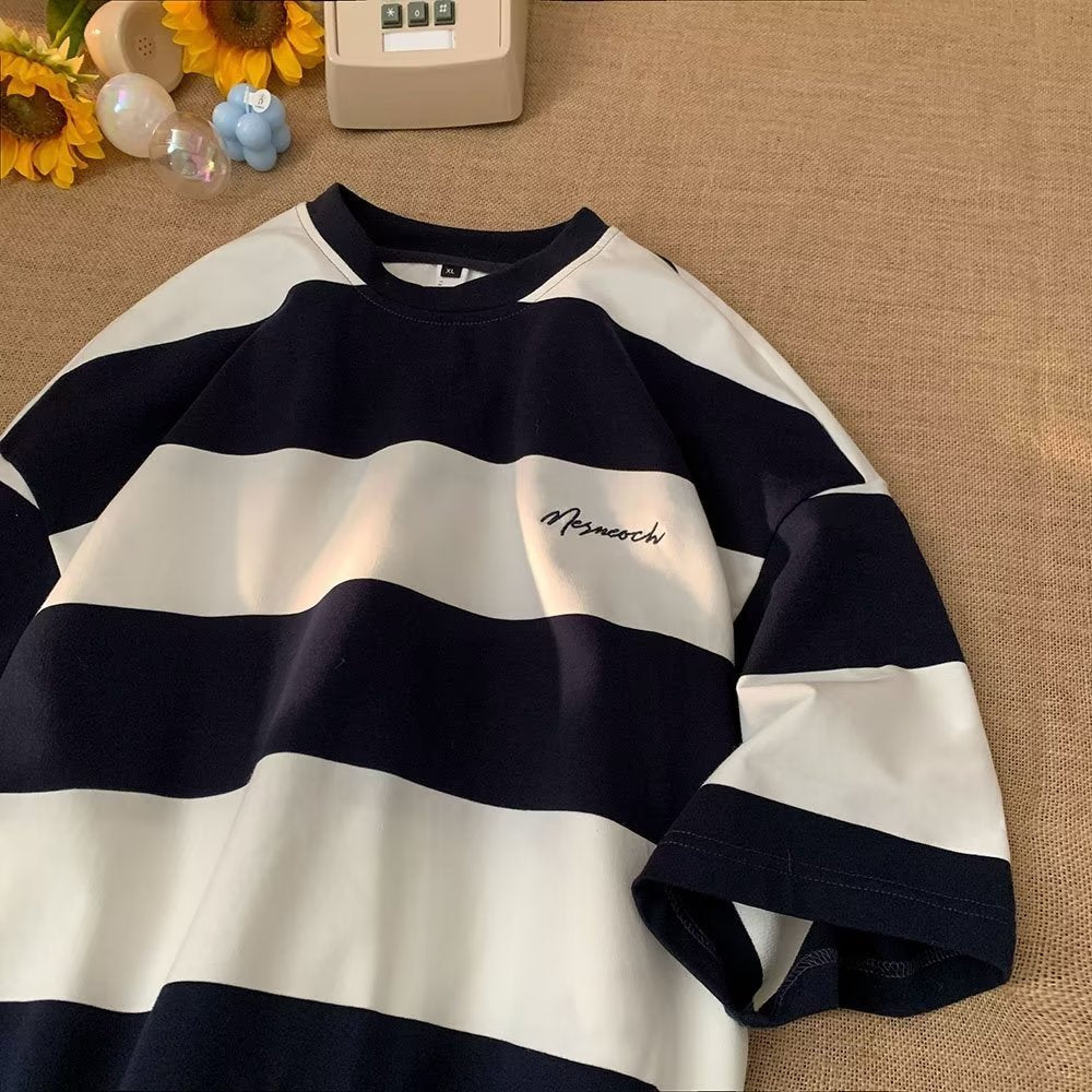 Locker geschnittenes Halbarm-Shirt im japanischen Stil – Ideal für den Sommer