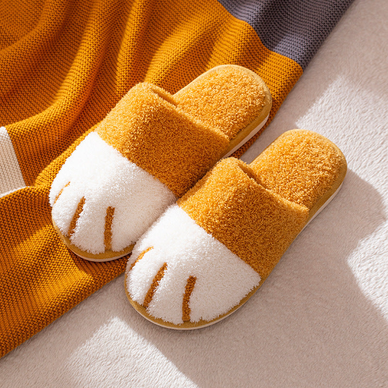 Pfoten-Hausschuhe, Herbst-Winter-Hausschuhe, Damen, Kawaii, pelzige Rutschen, Indoor-Boden, Schlafzimmerschuhe, Paar-Hausschuhe, warme Wohnungen