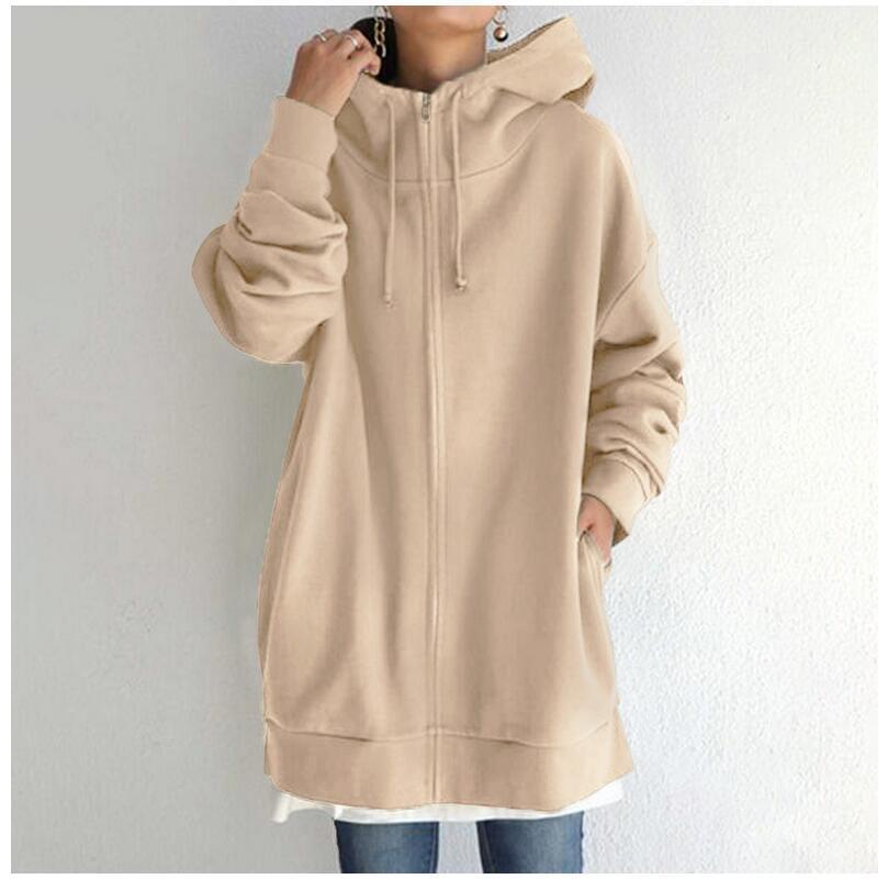 Damen Fuzzy Hoodies Langer Sport Pullover Hoodie Full-Zip Hoodie Sweatshirt