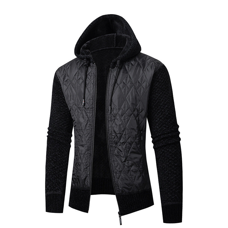 Herren Kapuzen-Strickjacke aus Cord mit Leinenfutter – Winterjacke für Freizeit
