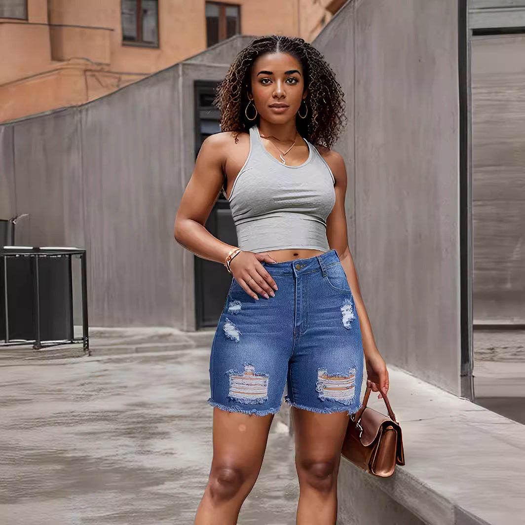 Denim-Shorts mit Löchern für Damen