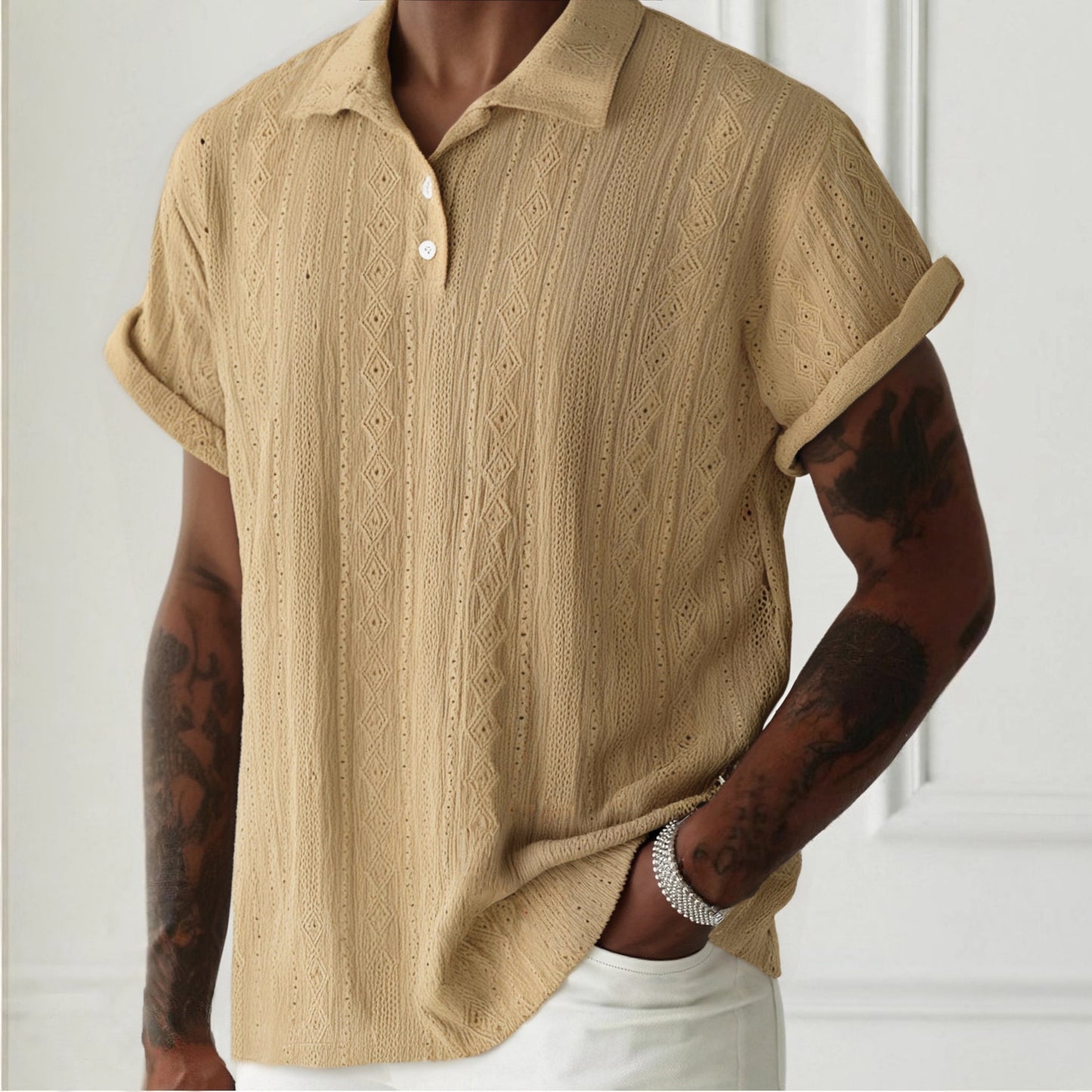 Herren Sommerhemd mit Hohldesign – Leicht, Atmungsaktiv & Kurzarm