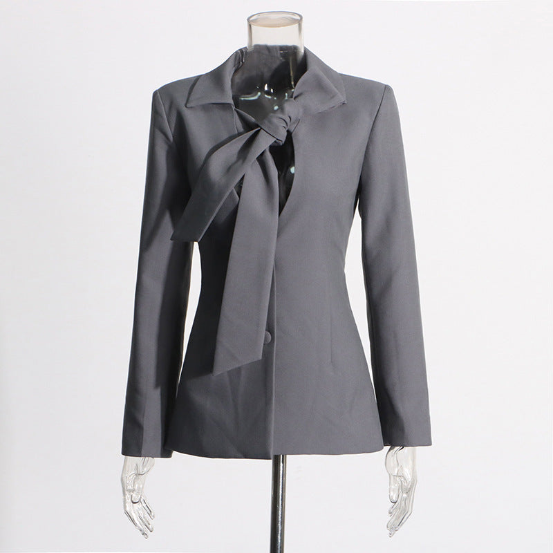 Einreihiger Blazer mit V-Ausschnitt und Schnürung für Damen