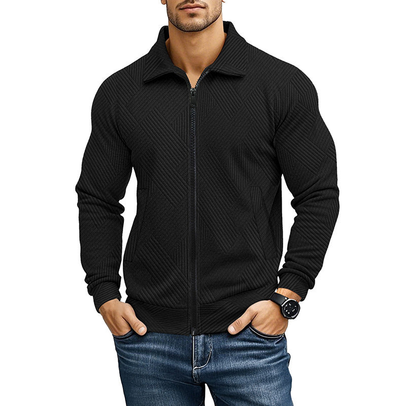 Herren Waffelstrick-Jacke mit Reverskragen – Casual Look für alle Jahreszeiten