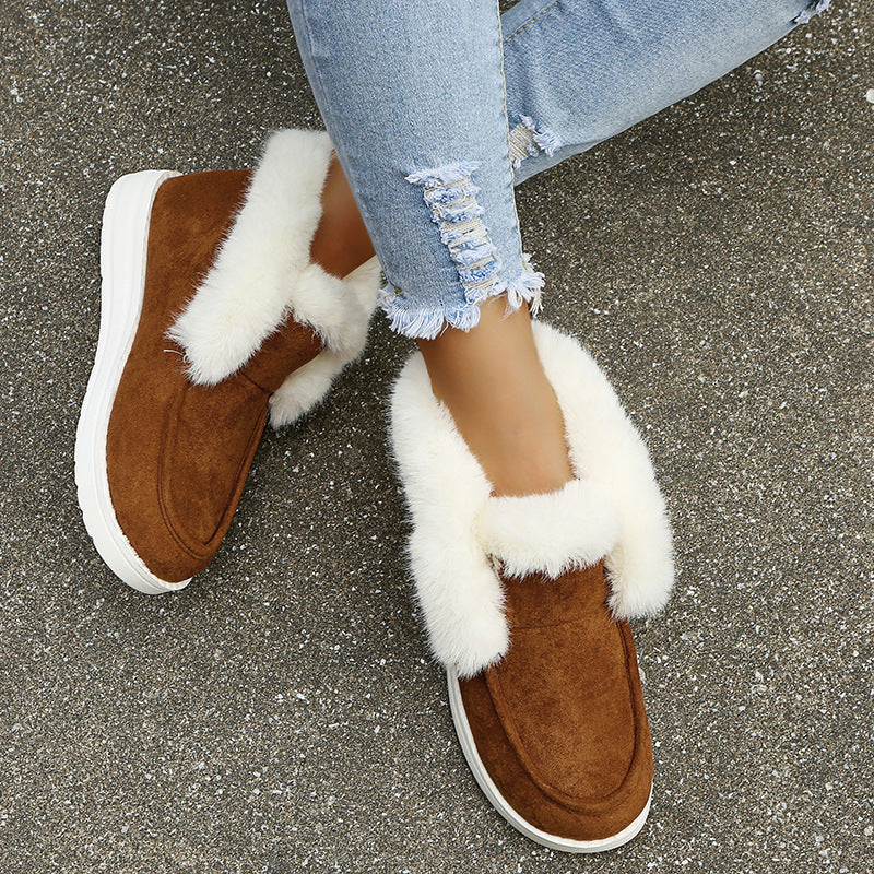 Schneestiefel Warme Winterschuhe Plüschfell Stiefeletten Damen