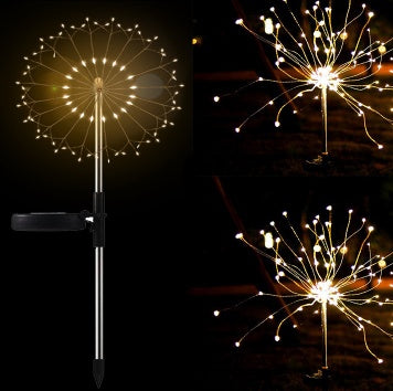 Neue Erdungsstecker Solar Feuerwerk Licht LED Lichterkette Kupferdraht Outdoor Garten Dekoration Sterne Lichter Weihnachtsbeleuchtung
