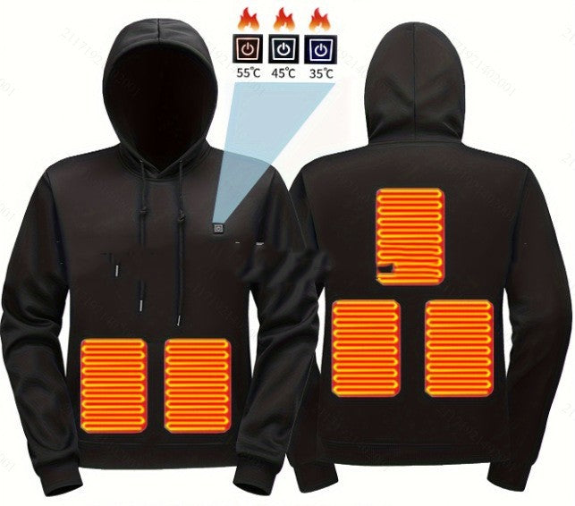 Herren Heiz-Hoodie mit Reißverschluss und Fleecefutter