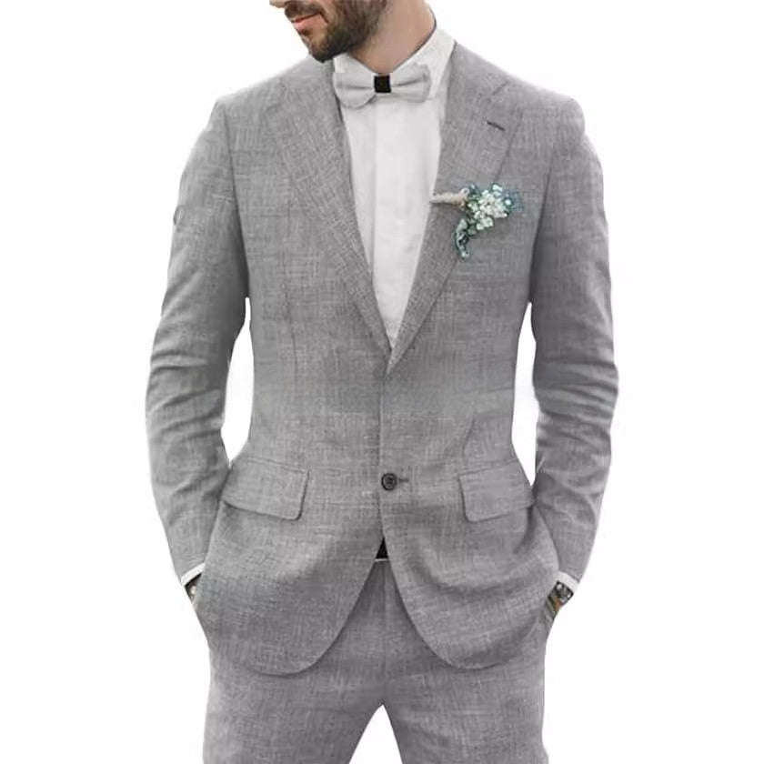 Herrenanzug Slim Fit – Leichter Anzug aus Leinenmischung für Hochzeit & Freizeit