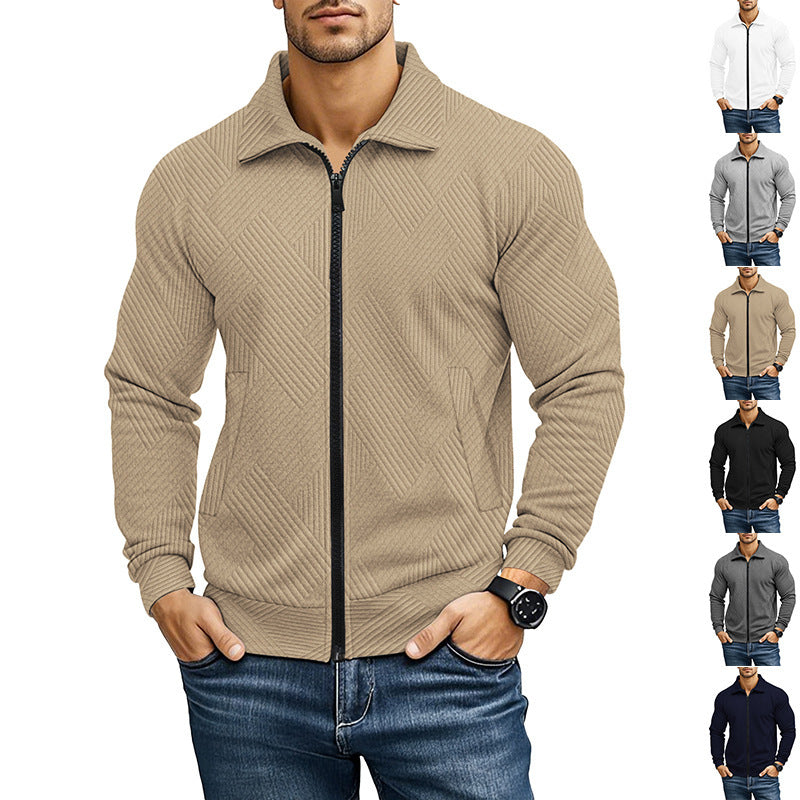 Herren Waffelstrick-Jacke mit Reverskragen – Casual Look für alle Jahreszeiten
