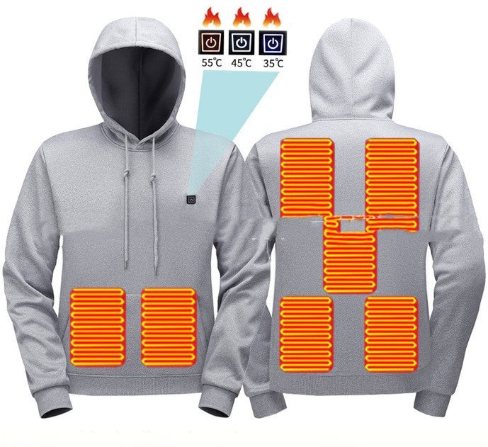 Herren Heiz-Hoodie mit Reißverschluss und Fleecefutter