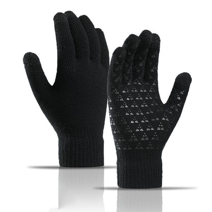 Winter-Strickhandschuhe für Männer und Frauen, warm, zum Radfahren, kältebeständig, rutschfest, dreieckig, versetzt, warme Handschuhe