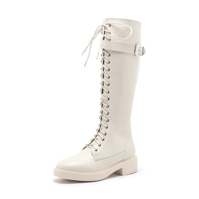 Damen Lange Stiefel Hohe Stiefel Flache Stiefel Große Größe