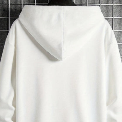 Herren Hoodie mit geometrischem Muster – Streetwear Kapuzenpullover im Hip-Hop Style
