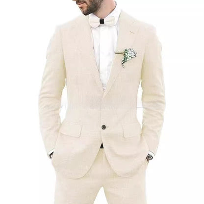 Herrenanzug Slim Fit – Leichter Anzug aus Leinenmischung für Hochzeit & Freizeit