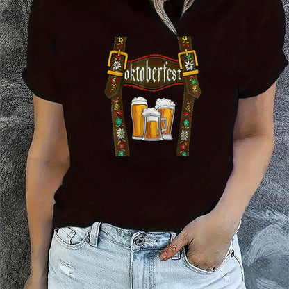 Fashion Personality Women's Oktoberfest Pattern T-shirt