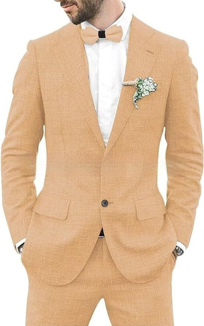 Herrenanzug Slim Fit – Leichter Anzug aus Leinenmischung für Hochzeit & Freizeit