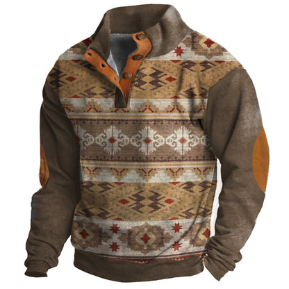 Herren Pullover mit 3D-Digitaldruck – Vier-Knopf-Design