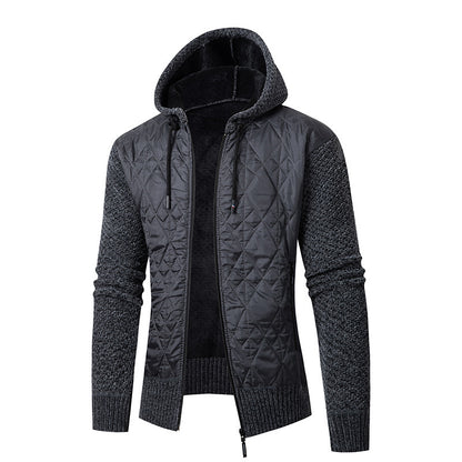 Herren Kapuzen-Strickjacke aus Cord mit Leinenfutter – Winterjacke für Freizeit