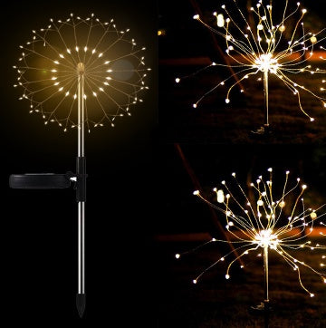 Neue Erdungsstecker Solar Feuerwerk Licht LED Lichterkette Kupferdraht Outdoor Garten Dekoration Sterne Lichter Weihnachtsbeleuchtung