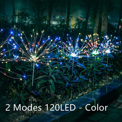 Neue Erdungsstecker Solar Feuerwerk Licht LED Lichterkette Kupferdraht Outdoor Garten Dekoration Sterne Lichter Weihnachtsbeleuchtung