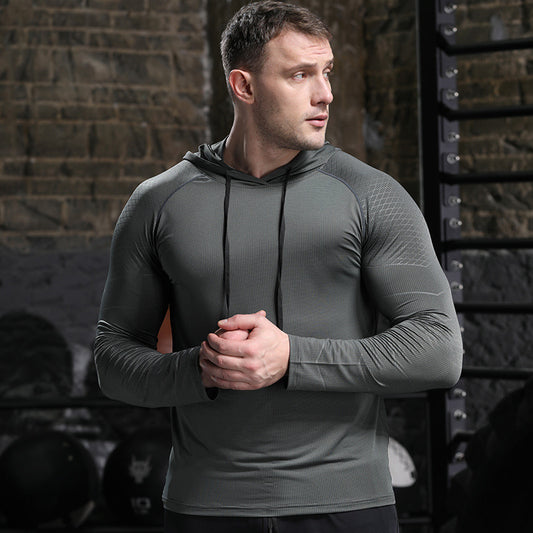 Herren Langarm Kapuzen-Sportshirt – Sonnenschutz & Atmungsaktiv