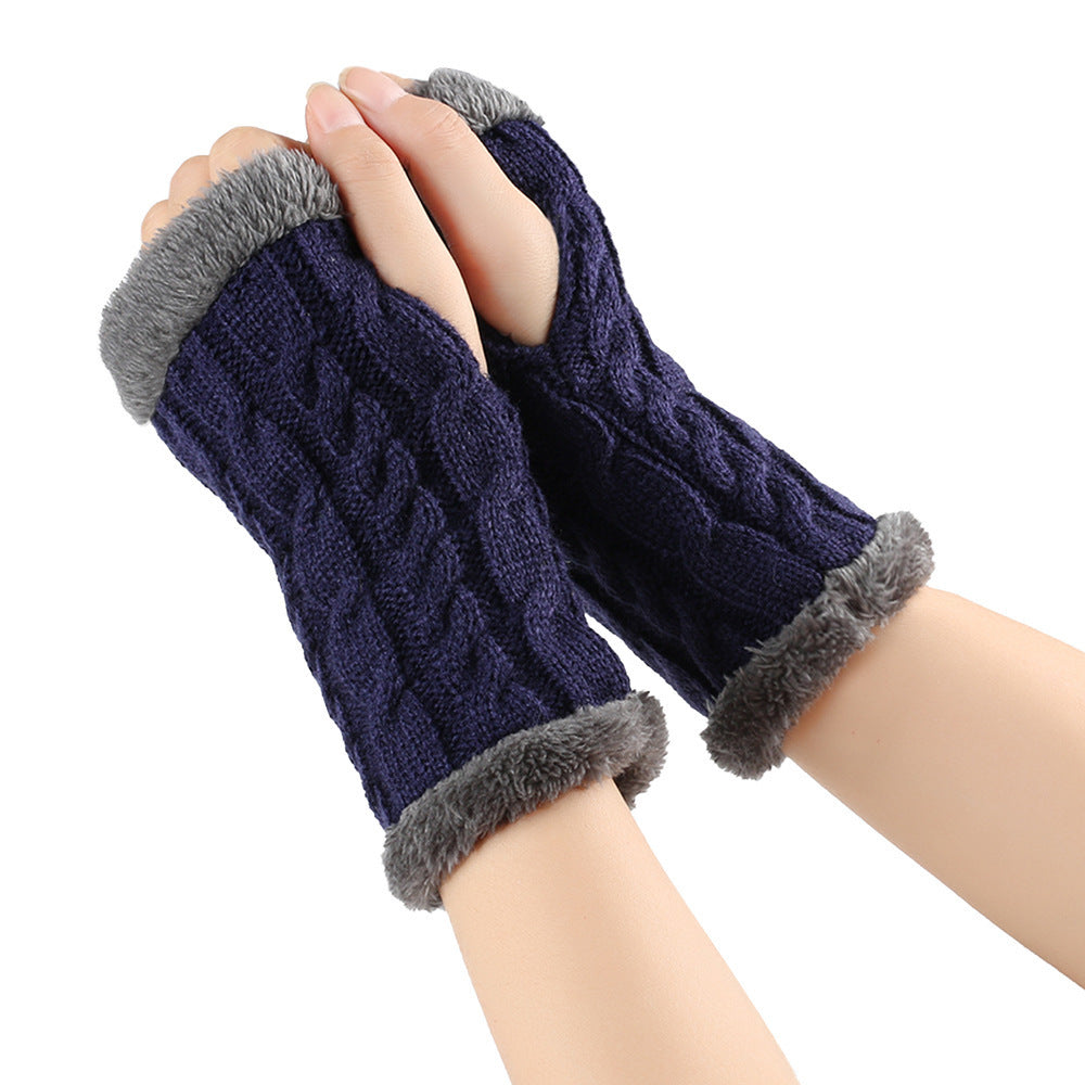 Winter Plüsch Handschuhe Twist Gestrickte Fingerlose Fleece Handschuhe Frauen Warme Verdickte Wollhandschuhe