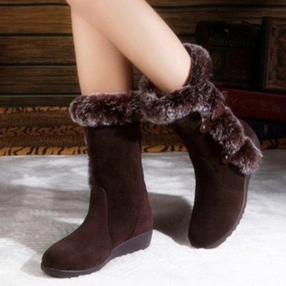 Schneestiefel Mittelkalb Kunstpelz Plüsch Winter Damenstiefel