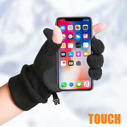 Outdoor-Skihandschuhe, Winter-Polarfleece-Klapphandschuhe, Winterhandschuhe für Männer und Frauen sowie samtverdickte, warme Touchscreen-Handschuhe
