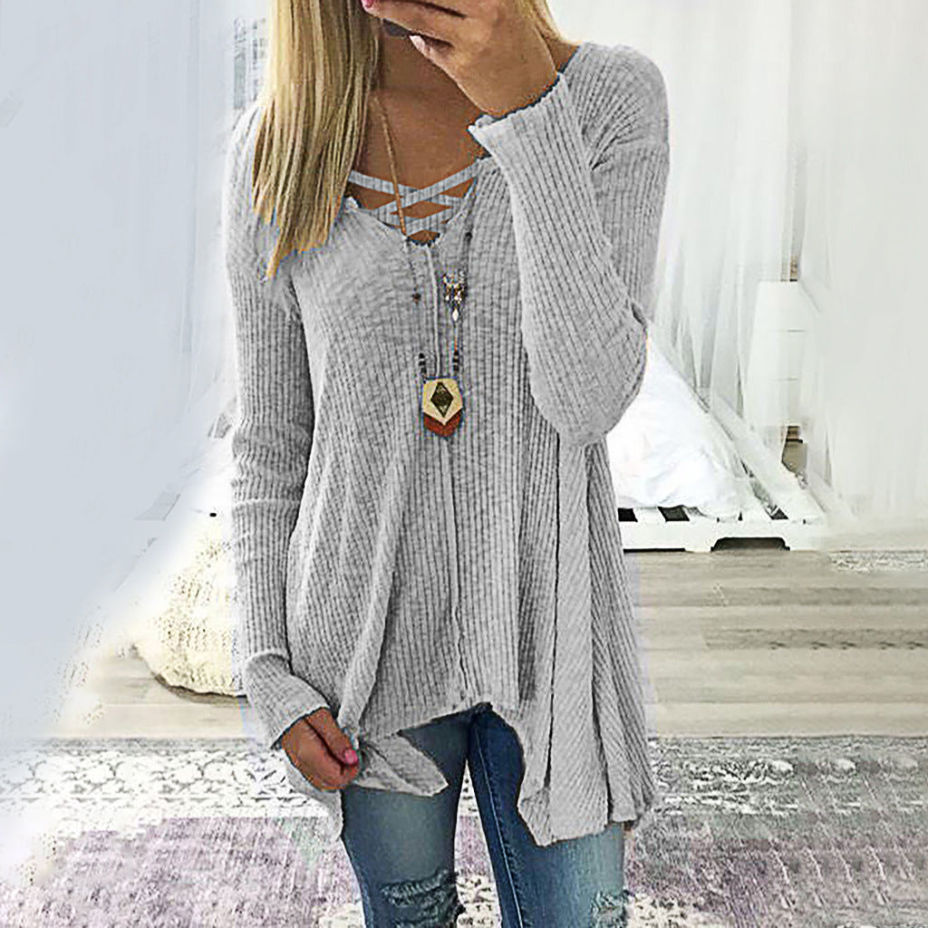 V-Ausschnitt unregelmäßige Bluse für Damen