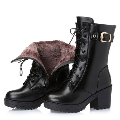 Leder Martin Stiefel Damen Baumwollstiefel
