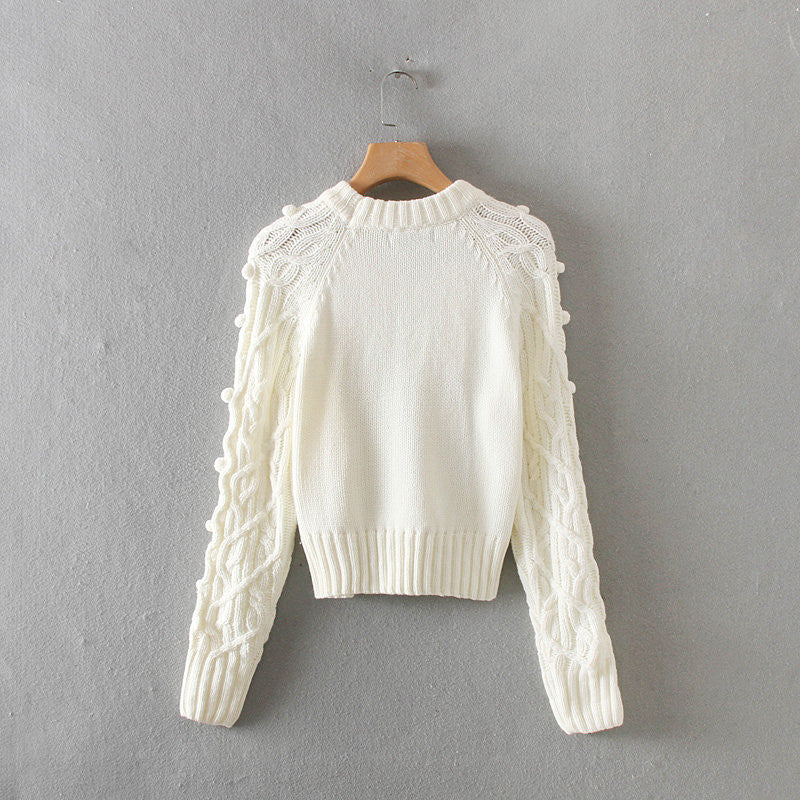 Pullover mit Rundhalsausschnitt und Zopfmuster