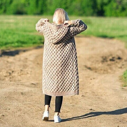 Dicke, warme Strickjacke mit Kapuze für den Winter für Damen