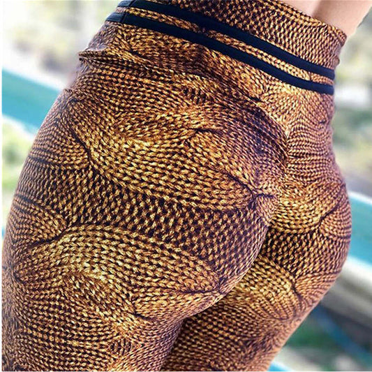 Damen 3D-gedruckte Leggings aus Milchseide – Elastische Sport- und Freizeithose