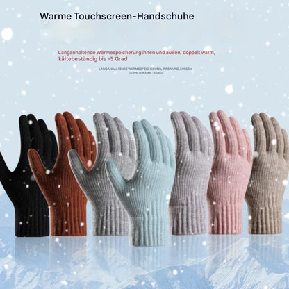 Winter-Fleece-gefütterte, gepolsterte, warmhaltende Strickhandschuhe für Damen