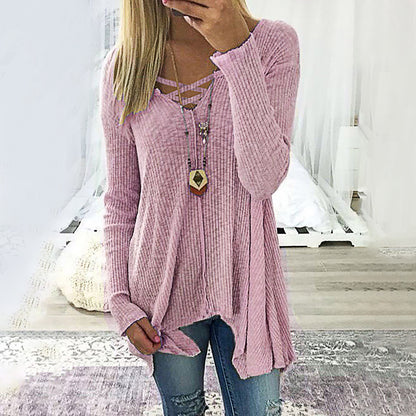 V-Ausschnitt unregelmäßige Bluse für Damen