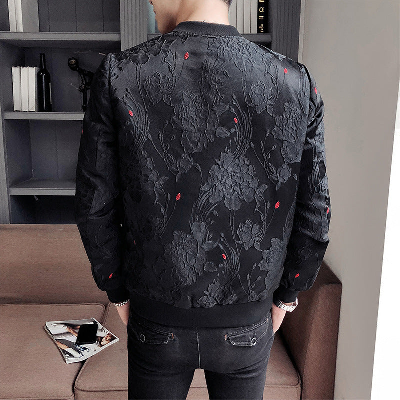 Herrenjacke mit Muster und Stehkragen – Koreanischer Stil für Frühling & Herbst