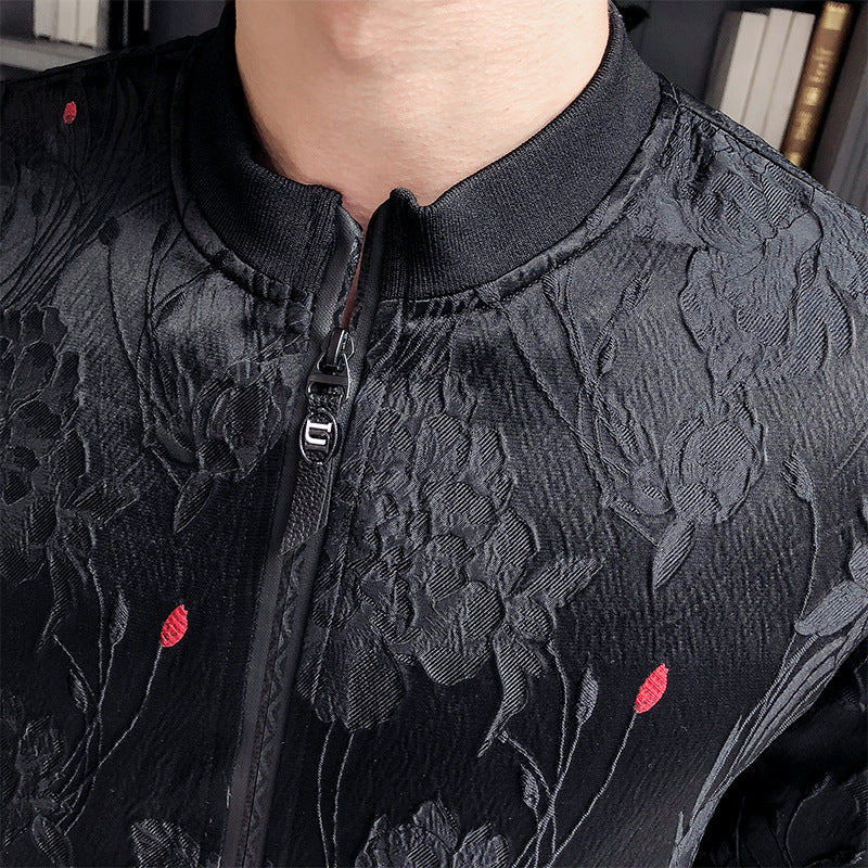 Herrenjacke mit Muster und Stehkragen – Koreanischer Stil für Frühling & Herbst