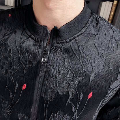 Herrenjacke mit Muster und Stehkragen – Koreanischer Stil für Frühling & Herbst