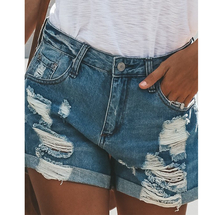 Zerrissene Jeansshorts für Damen